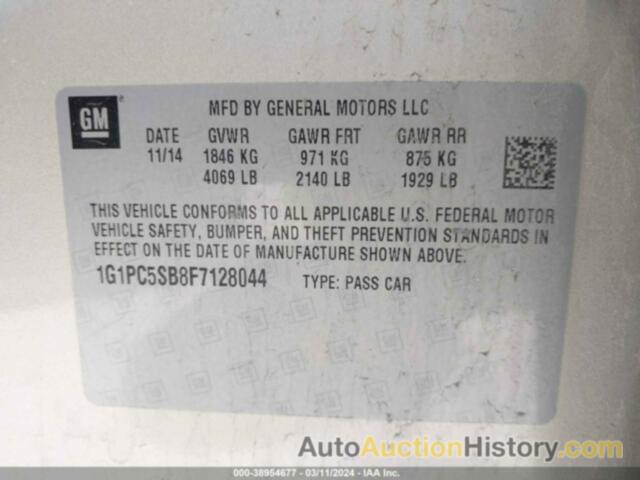 CHEVROLET CRUZE 1LT AUTO, 1G1PC5SB8F7128044