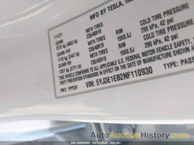 TESLA MODEL 3, 5YJ3E1EB2NF110930