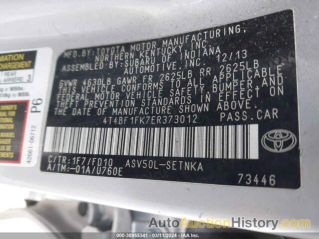 TOYOTA CAMRY LE, 4T4BF1FK7ER373012