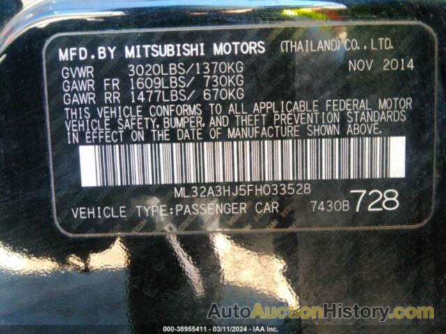 MITSUBISHI MIRAGE DE/RF, ML32A3HJ5FH033528