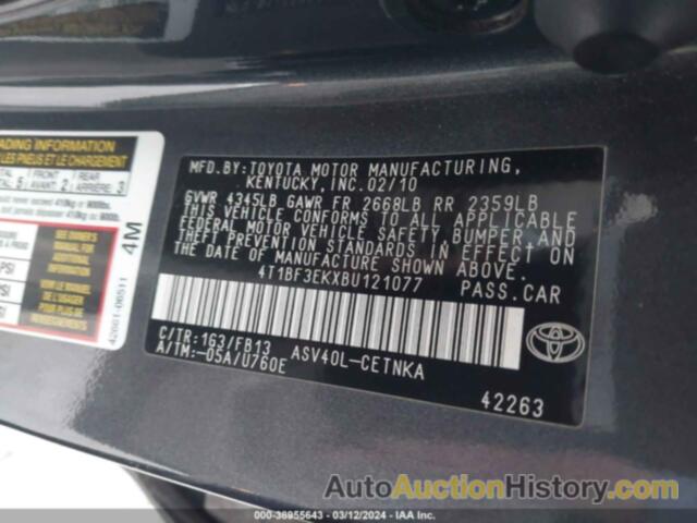 TOYOTA CAMRY LE, 4T1BF3EKXBU121077