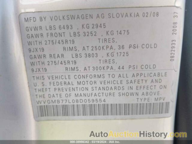 VOLKSWAGEN TOUAREG 2 V8 FSI, WVGMB77L08D059554