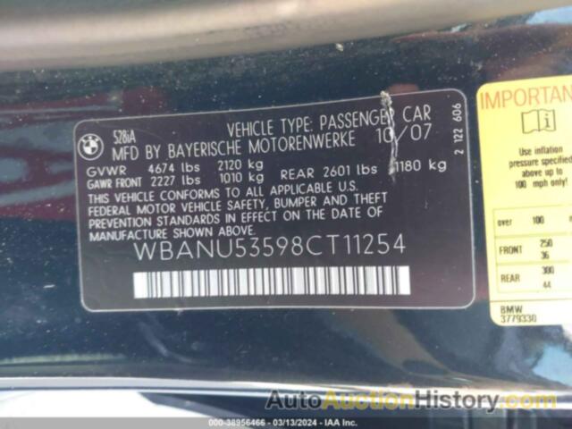 BMW 528 I, WBANU53598CT11254