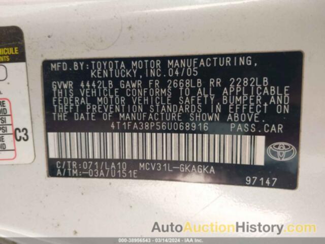 TOYOTA CAMRY SOLARA SLE, 4T1FA38P56U068916