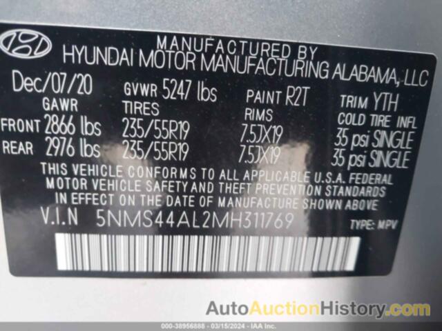 HYUNDAI SANTA FE LIMITED, 5NMS44AL2MH311769