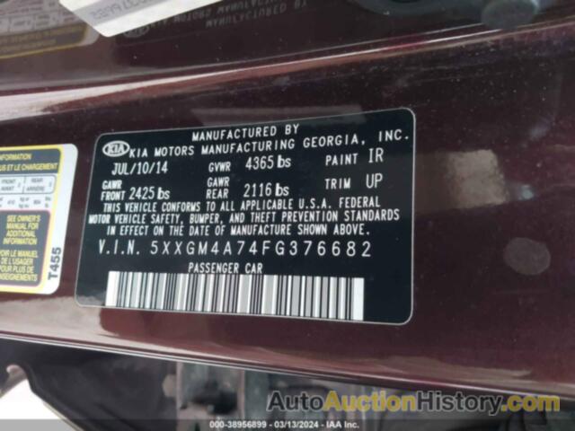 KIA OPTIMA LX, 5XXGM4A74FG376682