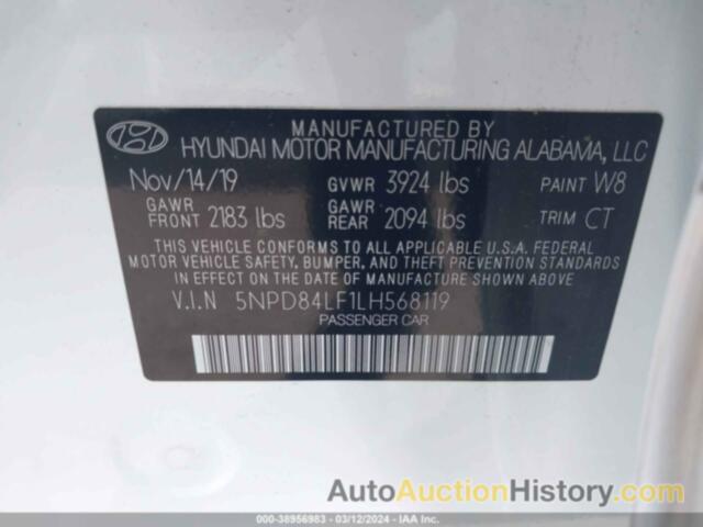 HYUNDAI ELANTRA SEL/VALUE/LIMITED, 5NPD84LF1LH568119