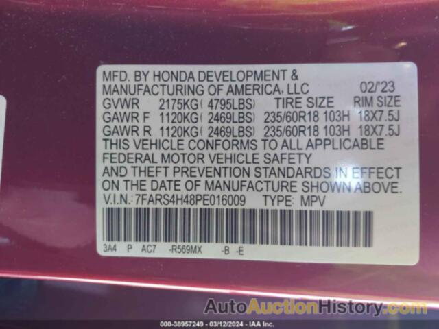 HONDA CR-V EX AWD, 7FARS4H48PE016009
