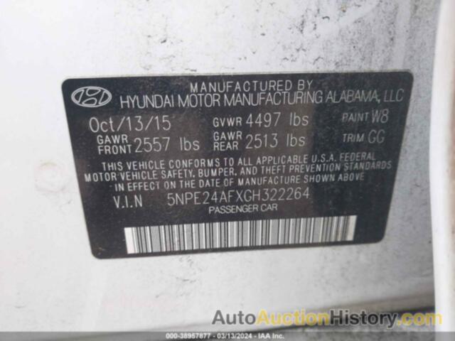 HYUNDAI SONATA SE, 5NPE24AF9FH185137