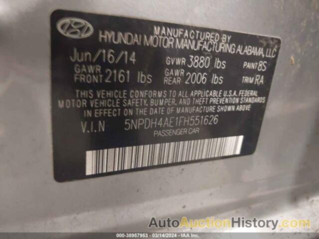 HYUNDAI ELANTRA SE, 5NPDH4AE1FH551626