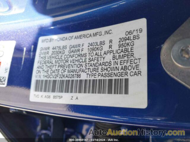 HONDA ACCORD SPORT, 1HGCV2F32KA026786