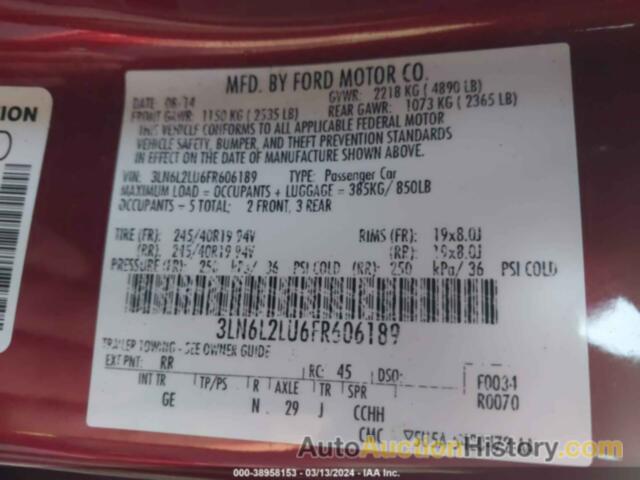 LINCOLN MKZ HYBRID, 3LN6L2LU6FR606189