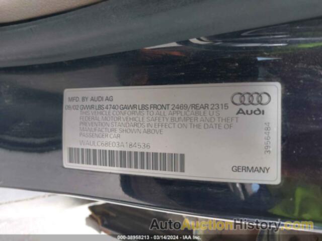 AUDI A4 1.8T, WAULC68E03A184536