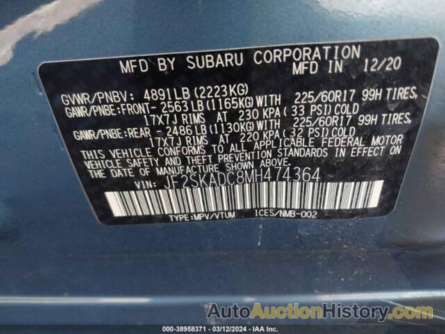 SUBARU FORESTER, JF2SKADC8MH474364