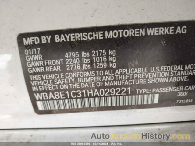 BMW 330E IPERFORMANCE, WBA8E1C31HA029221