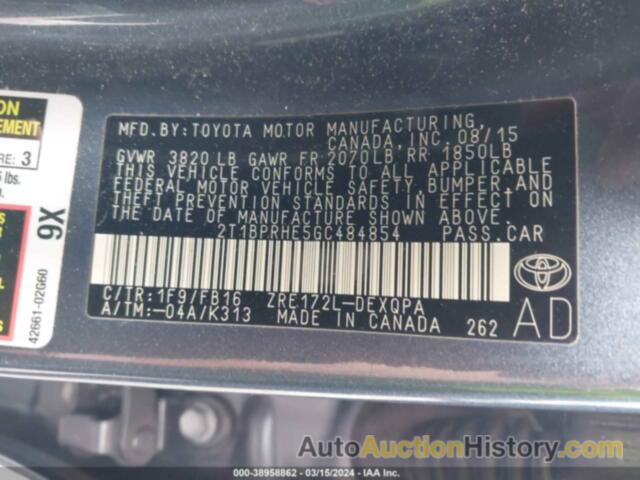 TOYOTA COROLLA LE ECO, 2T1BPRHE5GC484854