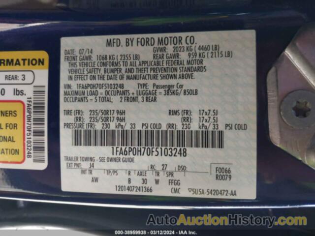 FORD FUSION SE, 1FA6P0H70F5103248