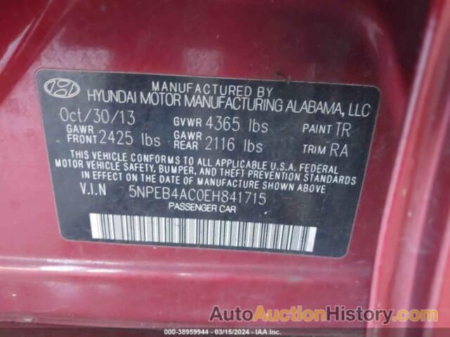 HYUNDAI SONATA GLS, 5NPEB4AC0EH841715