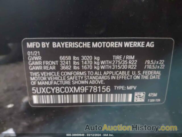 BMW X6 M50I, 5UXCY8C0XM9F78156