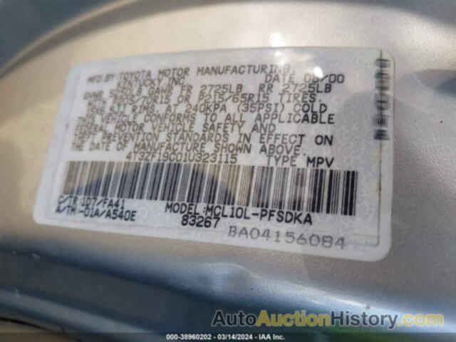 TOYOTA SIENNA CE, 4T3ZF19C01U323115