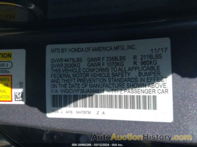 HONDA ACCORD SPORT, 1HGCV1F36JA044815