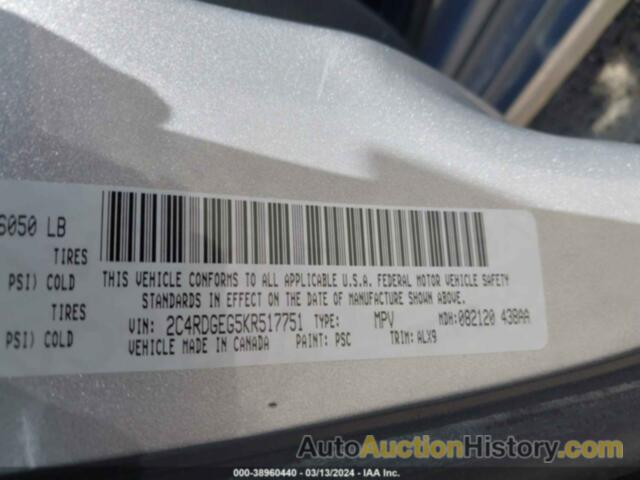 DODGE GRAND CARAVAN GT, 2C4RDGEG5KR517751