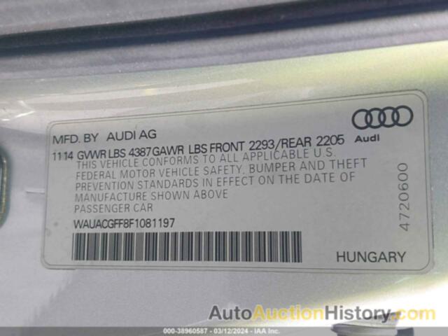 AUDI A3 1.8T PREMIUM, WAUACGFF8F1081197