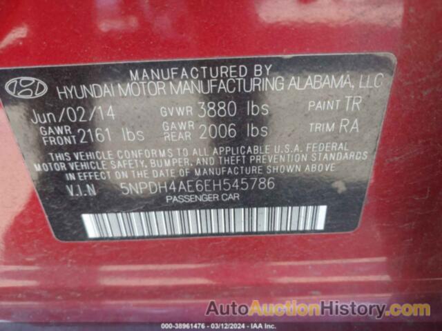 HYUNDAI ELANTRA SE, 5NPDH4AE6EH545786