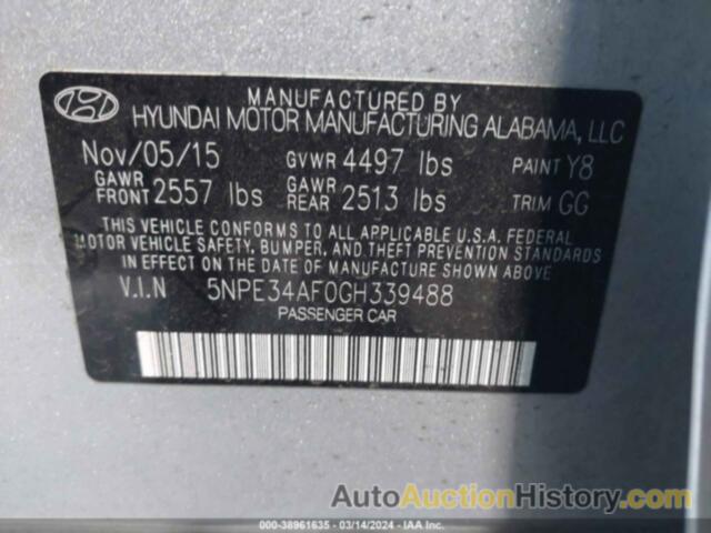 HYUNDAI SONATA SPORT/LIMITED, 5NPE34AF0GH339488