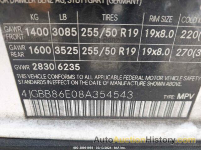 MERCEDES-BENZ ML 350 4MATIC, 4JGBB86E08A354543