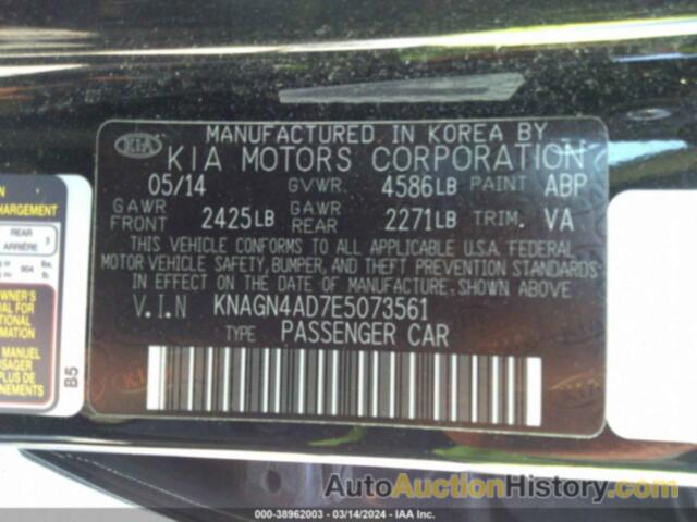 KIA OPTIMA HYBRID, KNAGN4AD7E5073561