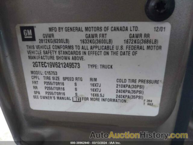 GMC NEW SIERRA C1500, 2GTEC19V621249573