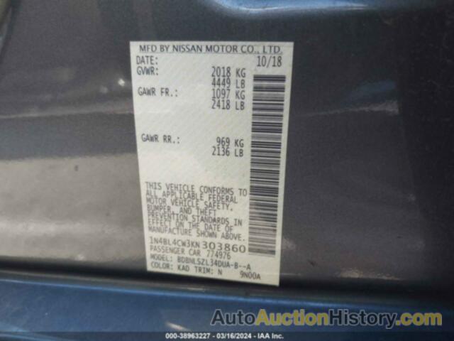 NISSAN ALTIMA SR, 1N4BL4CW3KN303860