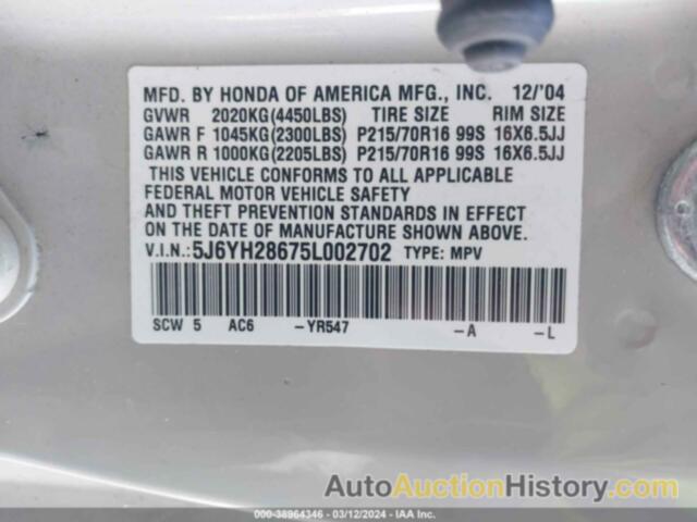 HONDA ELEMENT EX, 5J6YH28675L002702