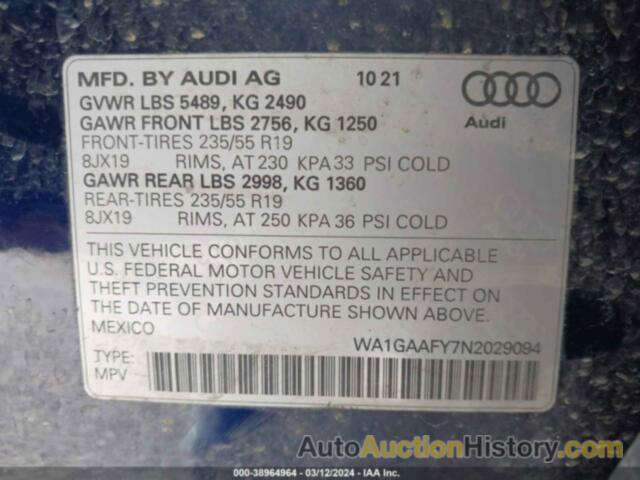 AUDI Q5 PREMIUM 45 TFSI S LINE QUATTRO S TRONIC, WA1GAAFY7N2029094