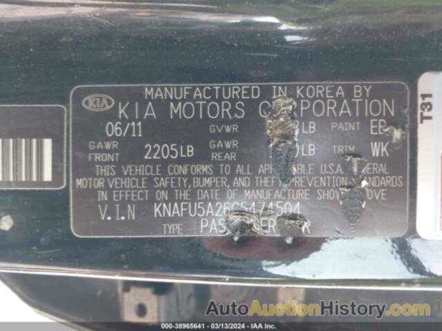 KIA FORTE EX, KNAFU5A26C5474504