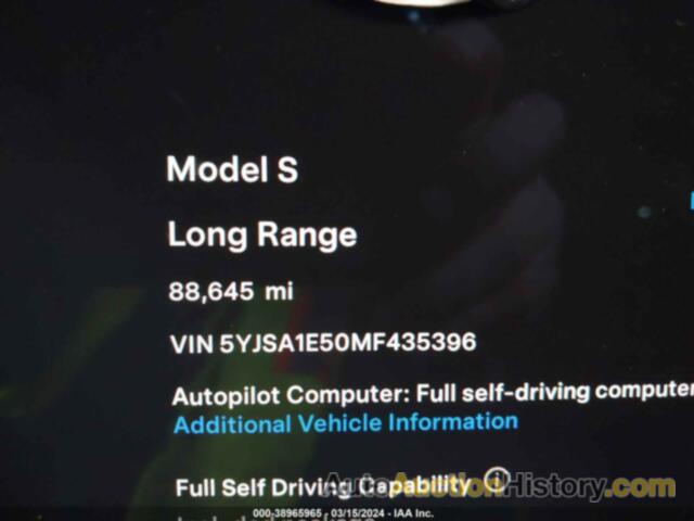 TESLA MODEL S LONG RANGE DUAL MOTOR ALL-WHEEL DRIVE, 5YJSA1E50MF435396