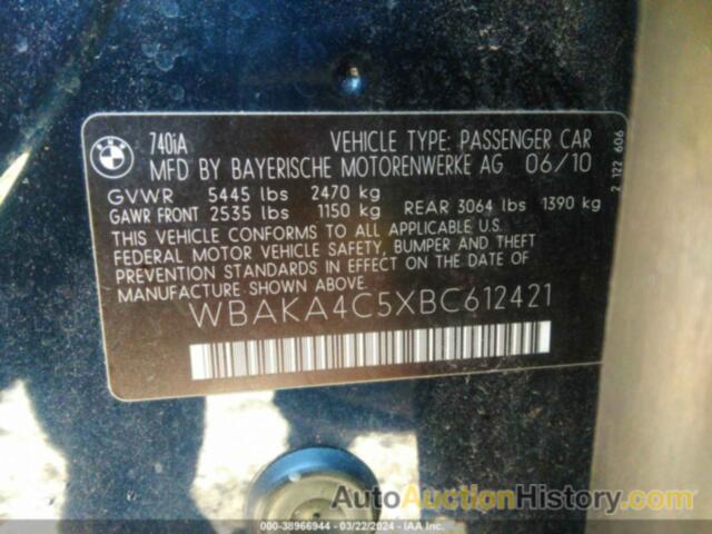 BMW 740I, WBAKA4C5XBC612421