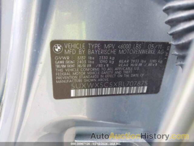 BMW X3 XDRIVE28I, 5UXWX5C5XBL707875