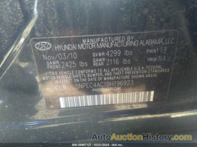 HYUNDAI SONATA LIMITED, 5NPEC4AC1BH196923