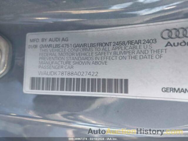 AUDI A5 3.2L, WAUDK78T88A027422