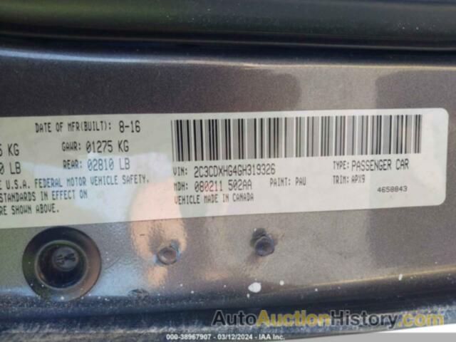 DODGE CHARGER SXT, 2C3CDXHG4GH319326