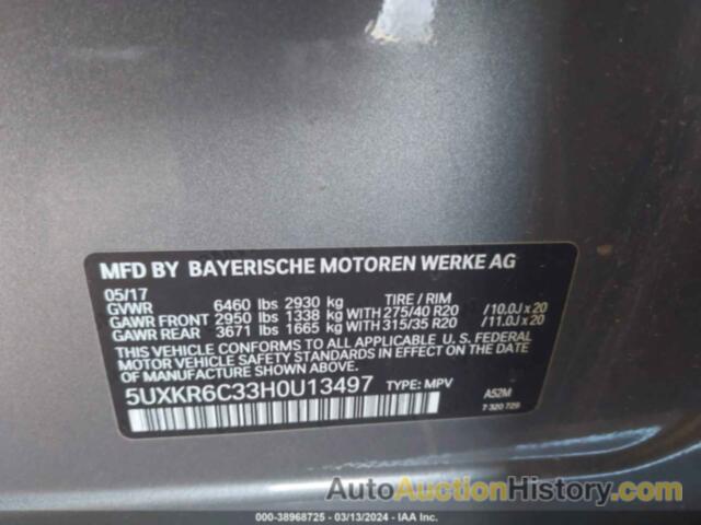 BMW X5 XDRIVE50I, 5UXKR6C33H0U13497