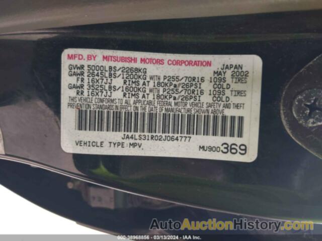 MITSUBISHI MONTERO SPORT XLS, JA4LS31R02J064777