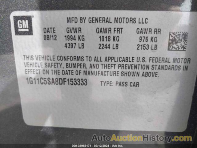 CHEVROLET MALIBU 1LT, 1G11C5SA8DF153333