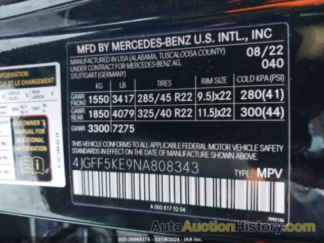 MERCEDES-BENZ GLS 450 4MATIC, 4JGFF5KE9NA808343