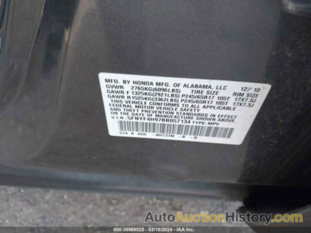 HONDA PILOT TOURING, 5FNYF4H97BB057134