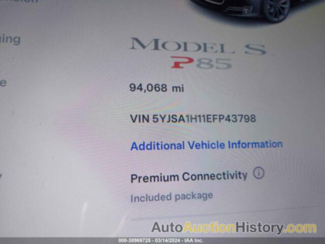 TESLA MODEL S P85, 5YJSA1H11EFP43798