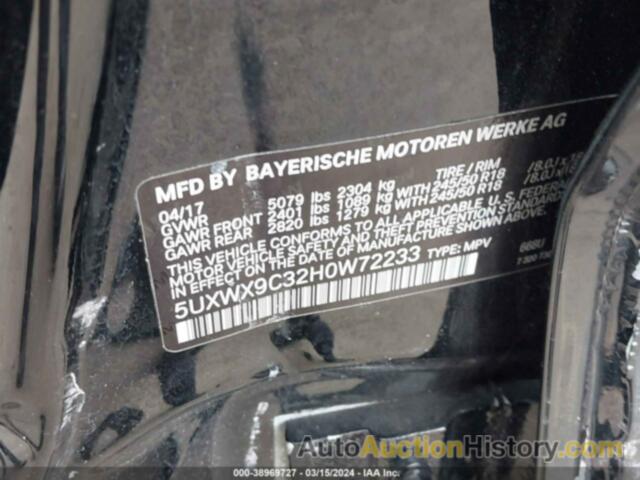 BMW X3 XDRIVE28I, 5UXWX9C32H0W72233