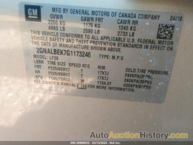 CHEVROLET EQUINOX LS, 2GNALBEK7G1173246